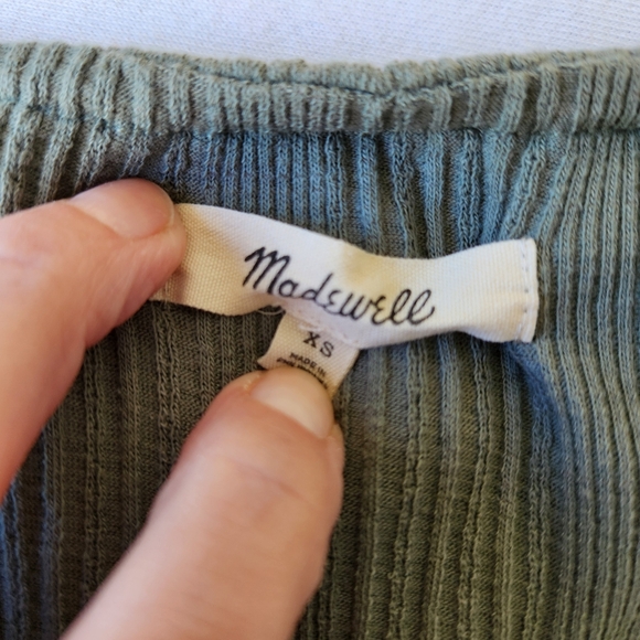 Madewell Ruffle Ribbed Pointelle Sleeveless Tank Top Cute Feminine Extra Small - Picture 8 of 11